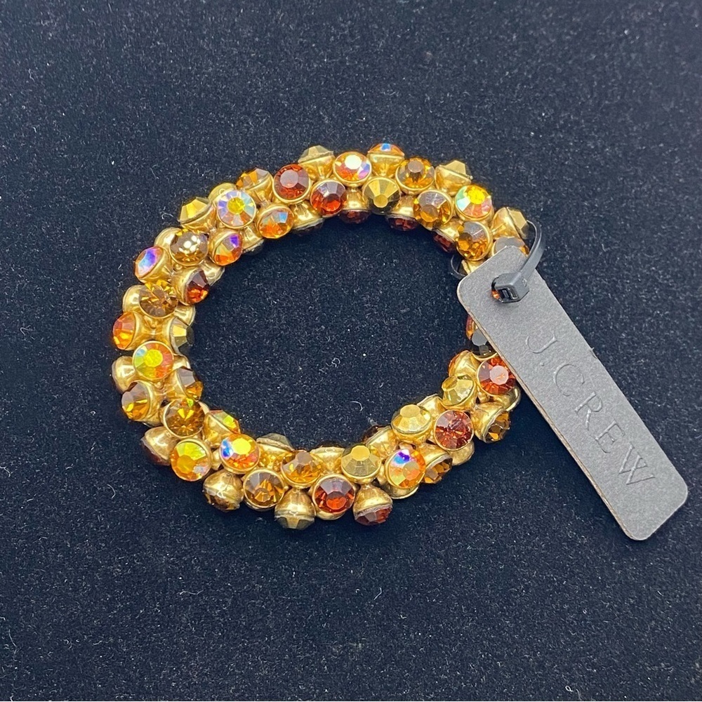 J. Crew Matte Gold Rhinestone Stretch Bracelet NWT